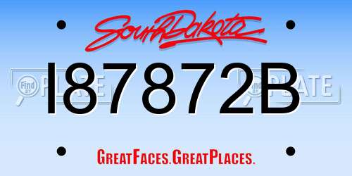 I87872B South Dakota License Plate