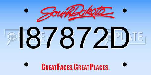 I87872D South Dakota License Plate