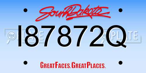 I87872Q South Dakota License Plate