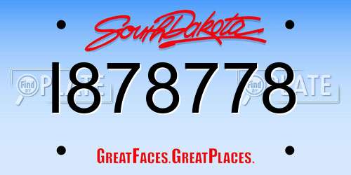 I878778 South Dakota License Plate