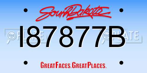 I87877B South Dakota License Plate