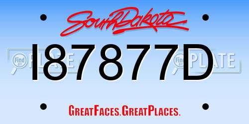 I87877D South Dakota License Plate
