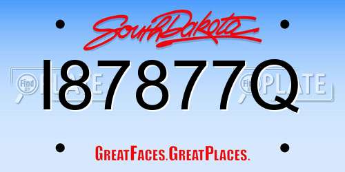 I87877Q South Dakota License Plate
