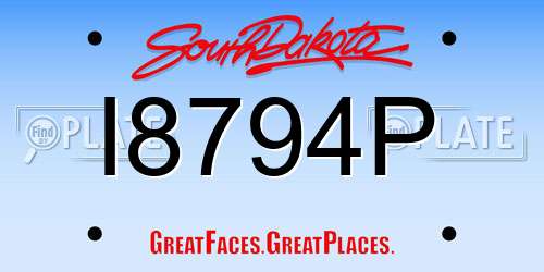 I8794P South Dakota License Plate