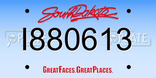 I880613 South Dakota License Plate