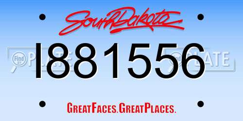 I881556 South Dakota License Plate