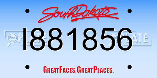I881856 South Dakota License Plate