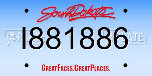 I881886 South Dakota License Plate