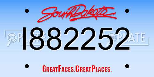 I882252 South Dakota License Plate