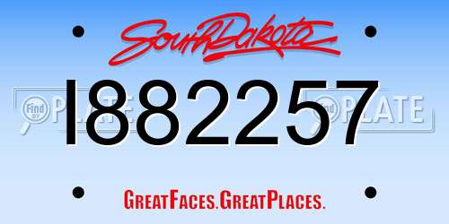 I882257 South Dakota License Plate