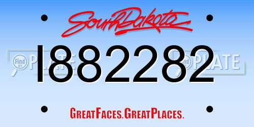 I882282 South Dakota License Plate