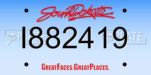 I882419 South Dakota License Plate
