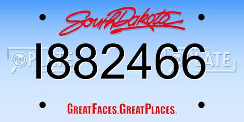 I882466 South Dakota License Plate