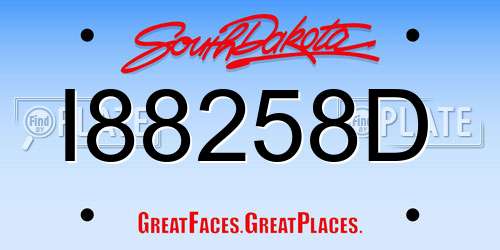 I88258D South Dakota License Plate