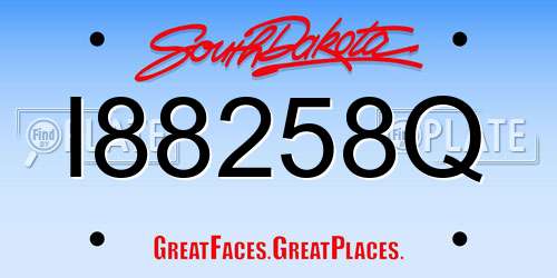 I88258Q South Dakota License Plate