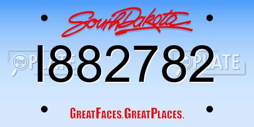 I882782 South Dakota License Plate