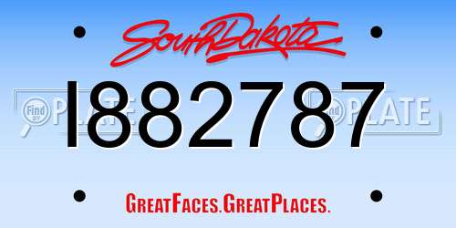 I882787 South Dakota License Plate