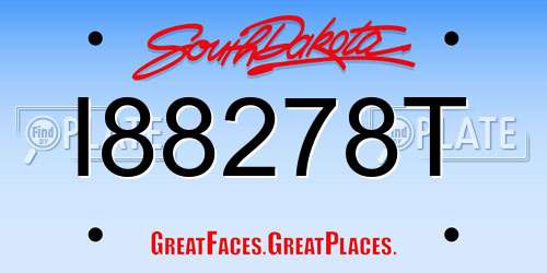 I88278T South Dakota License Plate