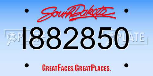 I882850 South Dakota License Plate