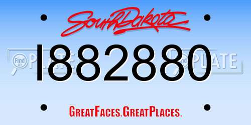 I882880 South Dakota License Plate