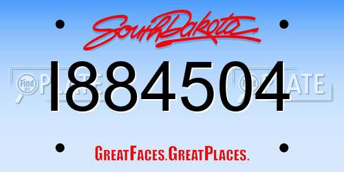 I884504 South Dakota License Plate