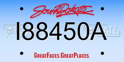 I88450A South Dakota License Plate
