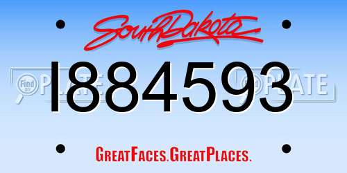 I884593 South Dakota License Plate