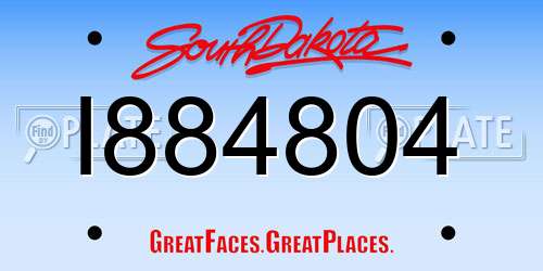 I884804 South Dakota License Plate