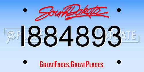 I884893 South Dakota License Plate