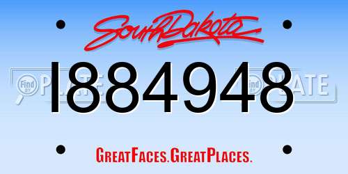 I884948 South Dakota License Plate