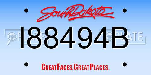 I88494B South Dakota License Plate