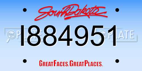 I884951 South Dakota License Plate