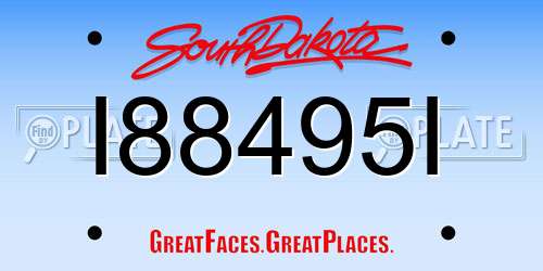 I88495I South Dakota License Plate