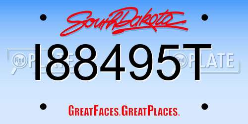 I88495T South Dakota License Plate