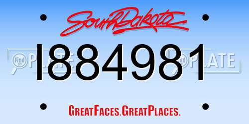 I884981 South Dakota License Plate