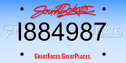 I884987 South Dakota License Plate
