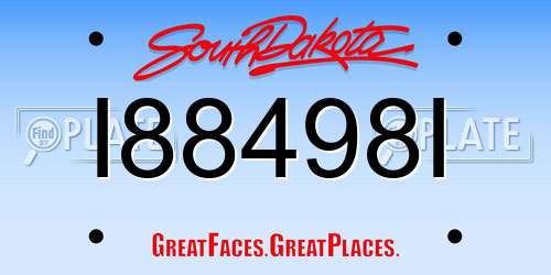 I88498I South Dakota License Plate