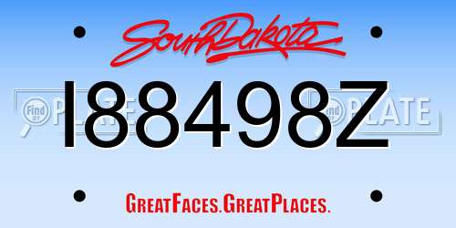 I88498Z South Dakota License Plate