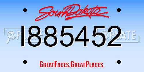 I885452 South Dakota License Plate