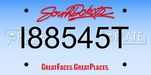 I88545T South Dakota License Plate