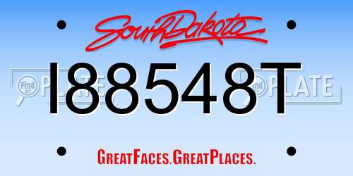 I88548T South Dakota License Plate