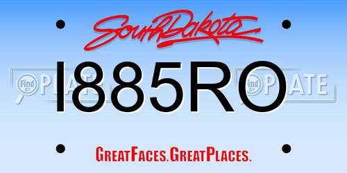I885RO South Dakota License Plate