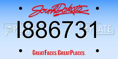 I886731 South Dakota License Plate