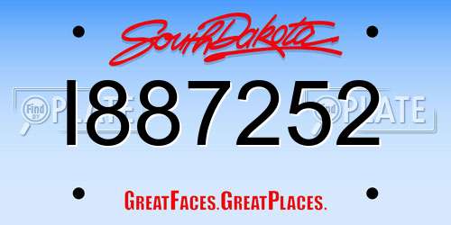 I887252 South Dakota License Plate