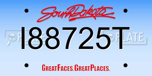 I88725T South Dakota License Plate