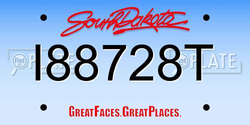 I88728T South Dakota License Plate