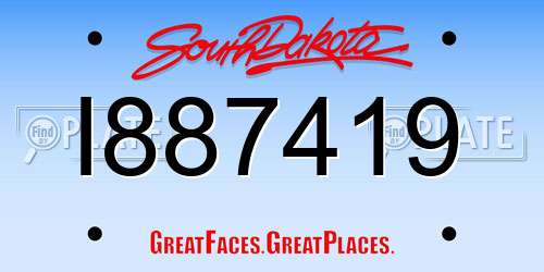I887419 South Dakota License Plate