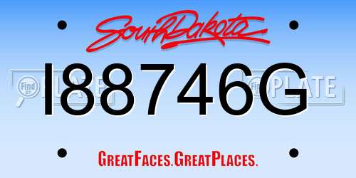 I88746G South Dakota License Plate