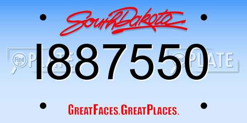 I887550 South Dakota License Plate