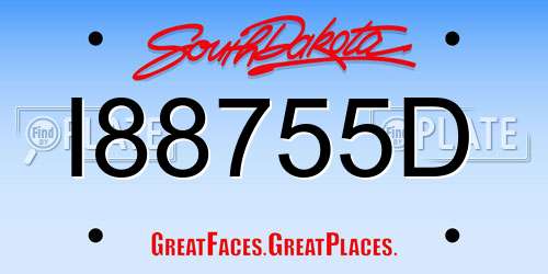 I88755D South Dakota License Plate